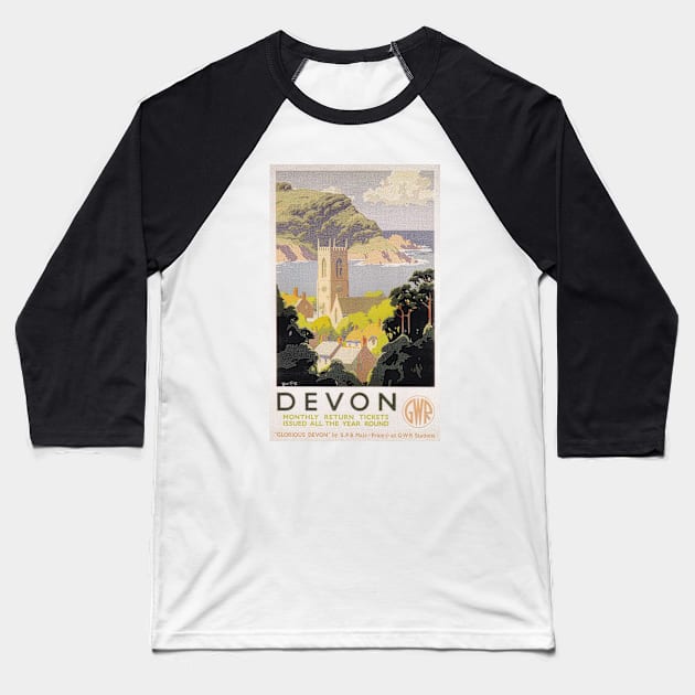 Devon - GWR - Vintage Railway Travel Poster - 1930s Baseball T-Shirt by BASlade93